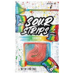 Sour Strips Rainbow Candy Peg Bag 3.4oz 12ct